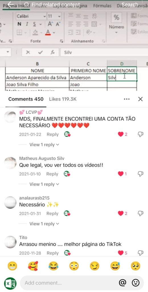 Depoimento de aluno nas redes sociais